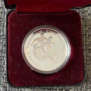 Vintage 1983 Royal Canadian Mint Proof Silver Dollar Edmonton, University Games